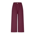 thumbnail image 4 of QATAINLAV Womens Wide Leg Linen Pants 2025 Summer Beach Flowy Palazzo Pants Casual Loose Lightweight Trousers with Pockets Red XXL Spring Savings, 4 of 9