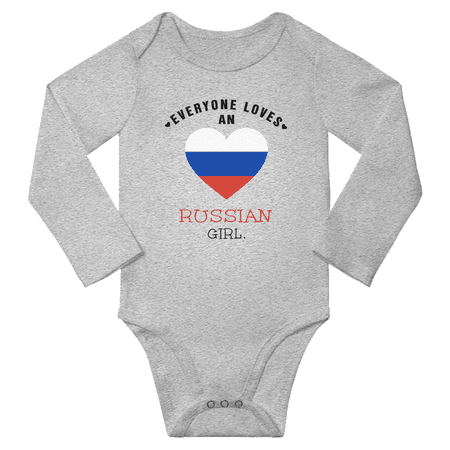 

Everyone Loves An Russian Girl Baby Long Slevve Rompers Bodysuit (Gray 3-6 Months)