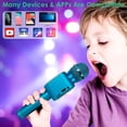 thumbnail image 5 of MINKUROW Wireless Bluetooth Karaoke Microphone for Kids,5-in-1 Portable Handheld Karaoke Mic Speaker Player Recorder with LED Lights Blue, 5 of 7