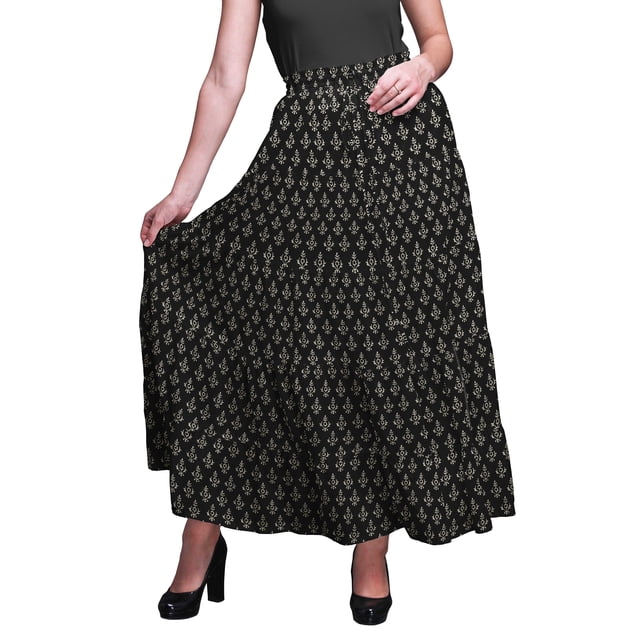 Bimba Jupes Maxi Imprimées Femmes Style Bohème Gitane Longue Jupe en Coton