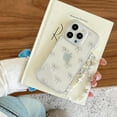 thumbnail image 6 of 3D Diamond Clear Glitter Bow Case with Chain for iPhone 12 Pro Max,Chic Retro Ribbon INS Design Bling Slim Glossy Protective Girls Women Cover+Pearl Phone Charm(iPhone 12promax 6.7"), 6 of 9