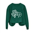 thumbnail image 4 of Herrnalise Women's St. Patrick's Day Clover Printed Tops Irish Shamrock Sweatshirt Long Sleeve Slouchy Pullover Tops Gear up for greatness for less, 4 of 4