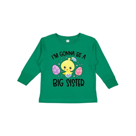 

Inktastic Easter I m Gonna Be a Big Sister with Purple and Pink Eggs Gift Toddler Toddler Girl Long Sleeve T-Shirt
