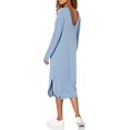 thumbnail image 1 of Women's Fog Blue Suki Rib Midi V-Back Dress, S, 1 of 3