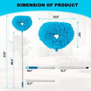 Ceiling Fan Cleaner Duster Reusable Microfiber Ceiling Fan Blade Cleaner Removable Duster with Extension Pole Adjusts 13 to 49.7 Inch for Cleaning Walls Bookshelves Furniture Door Window Top (Blue)