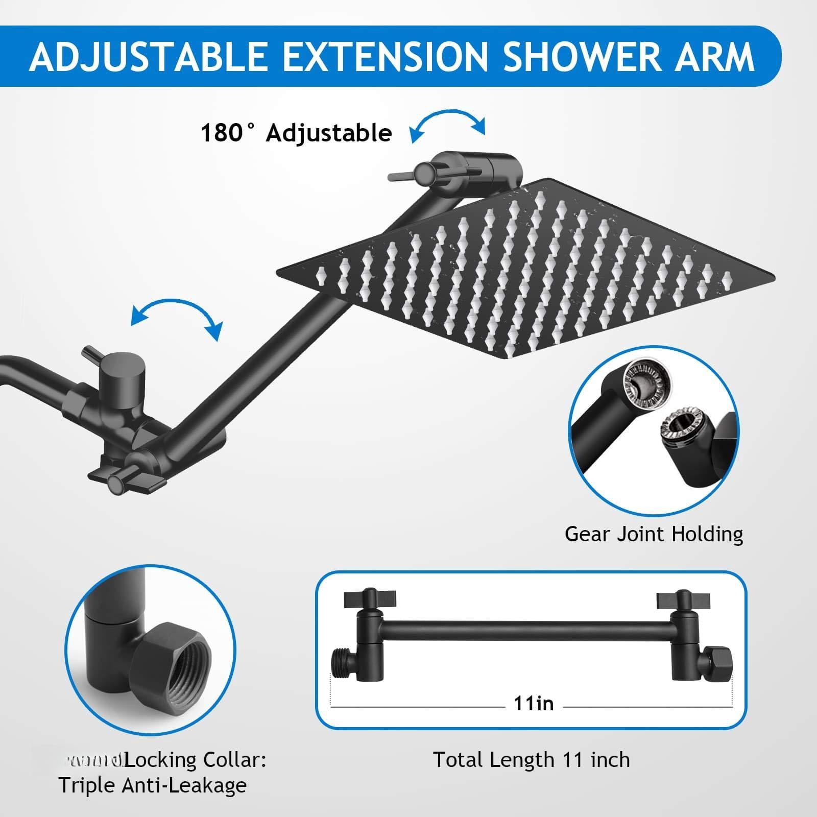 8" Showerhead Set Matte Black Multi-Use Bath Accessory