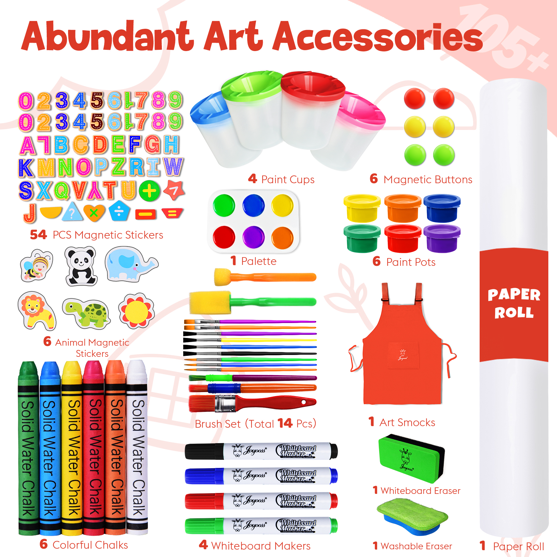 Joyooss Kids Art Easel Adjustable Wooden Double-Sided with Paper Roll Joyooss 122 RED
