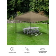 10x10 Pop Up Canopy Tent Outdoor Canopy One-Person Set Up Heavy Duty Commercial Instant Tent Shelter, 0-Sidewall+Khaki