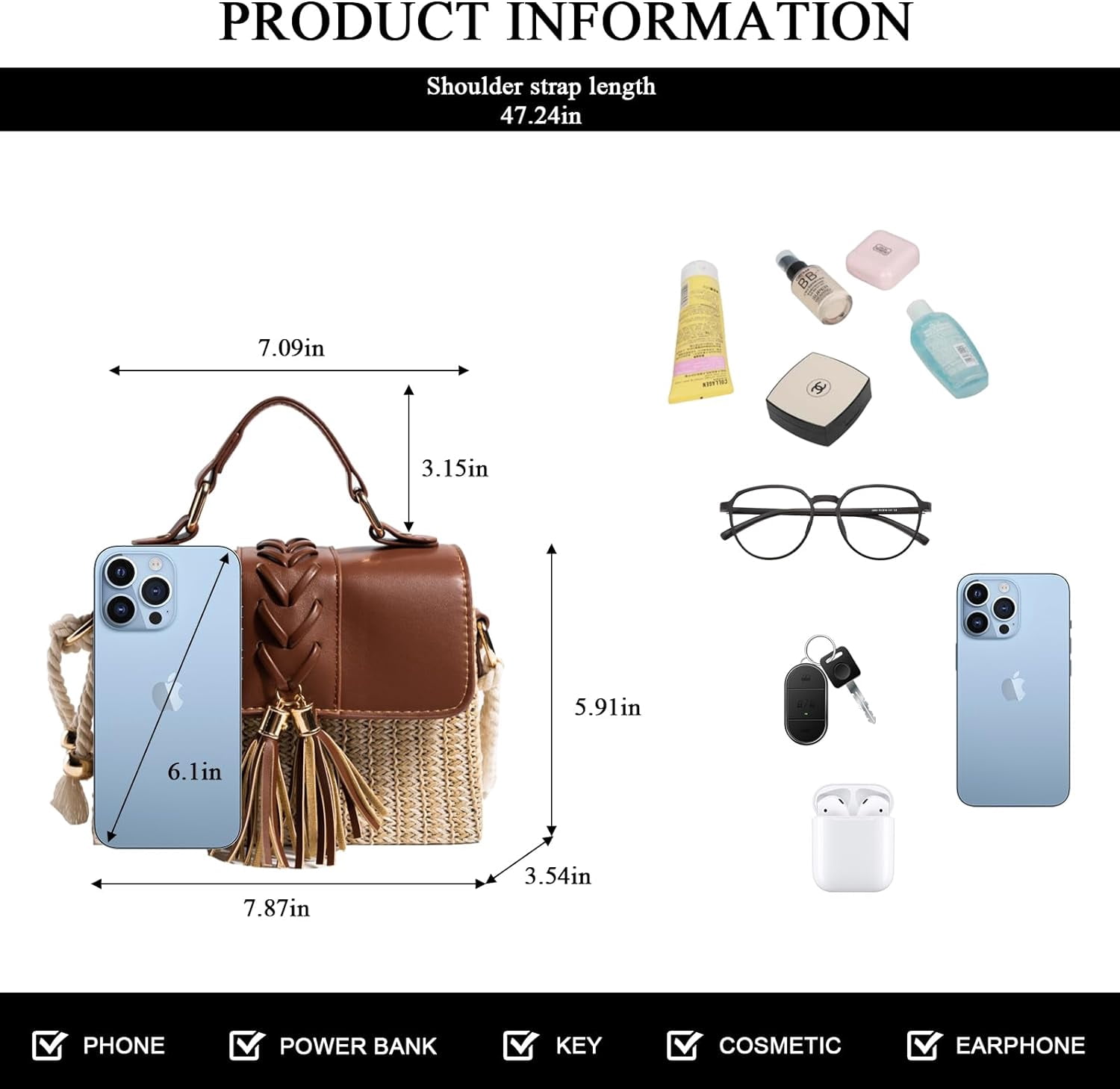 Kukuzhu Straw Crossbody Bags for Women, Summer Straw Purses and Handbags Shoulder Clutch Bag for Vacation