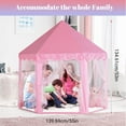 thumbnail image 5 of Princess Tent for Girls, Pink Castle Tent with String Light Indoors Outdoor Foldable Playhouse for Kid Age 3-12 Years, 5 of 8