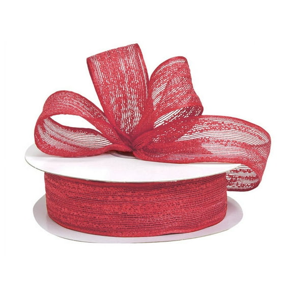 Pack Of 1, Solid Red Birchwood Ribbon 10.5" X 25 Yds 100% Polyester