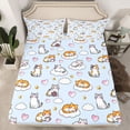 thumbnail image 2 of Feelyou Cat Kitten Teens Full Size Sheets, Cartoon Love Heart Bed Sheets, 4pcs, 2 of 7