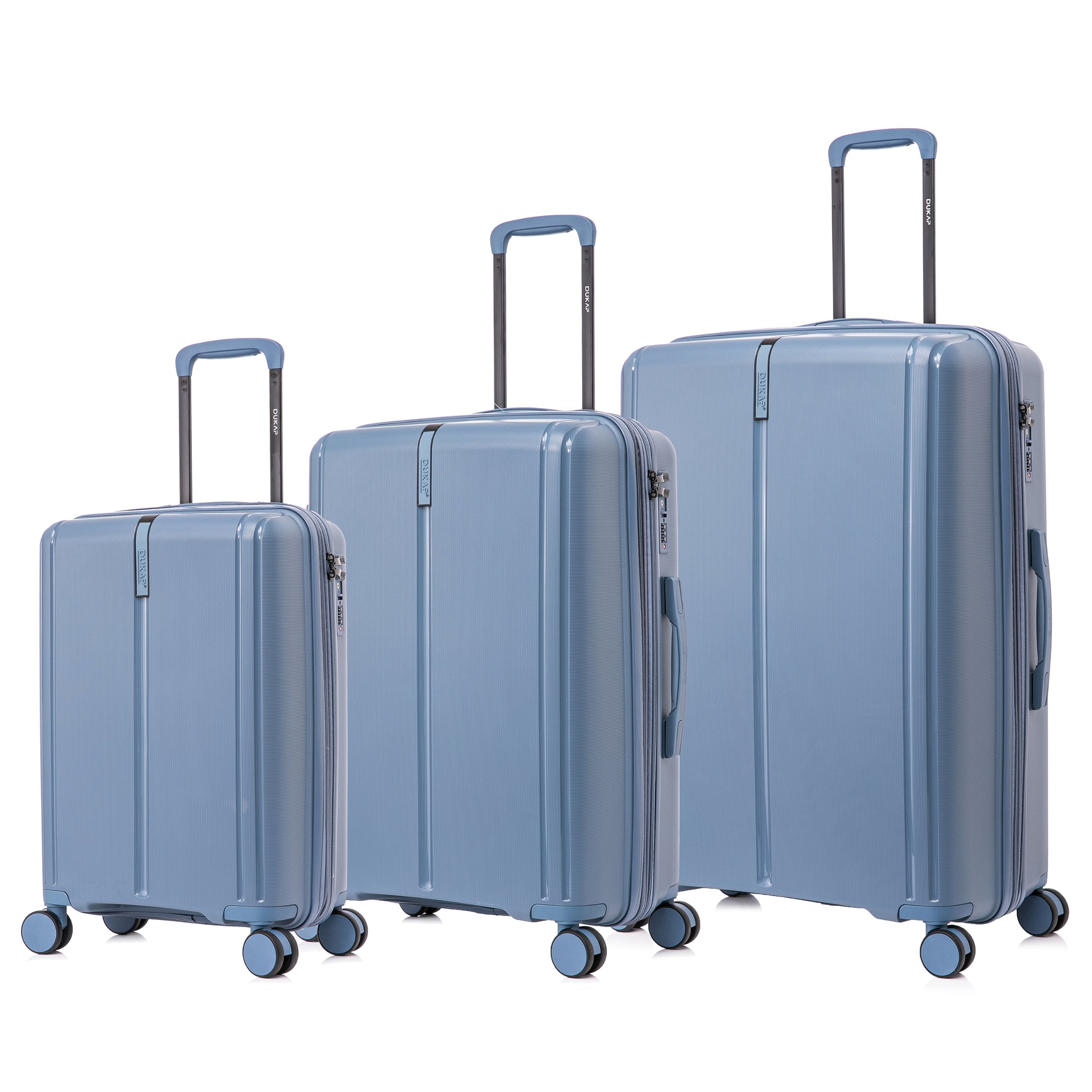 DUKAP AIRLEY 3-Piece Hardside Luggage Sets with Spinner Wheels, Handle and Trolley, (20"/24"/28"), Blue