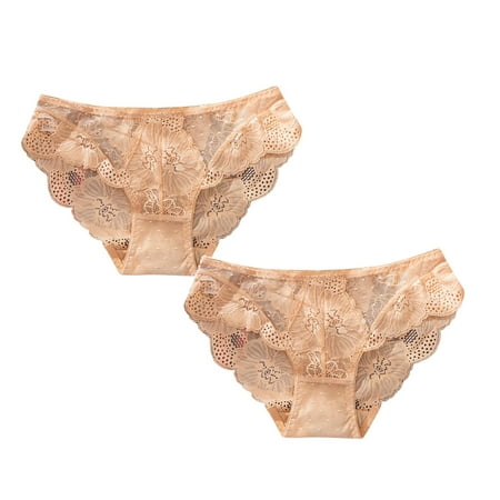 

Womens Underwear Brief Lace Breathable Hipster Stretch Seamless Panties2PC