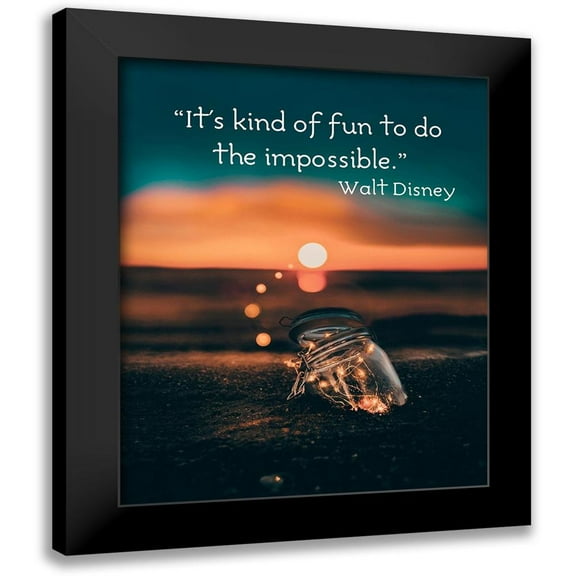 ArtsyQuotes 12x14 Black Modern Framed Museum Art Print Titled - Walt Disney Quote: Kind of Fun