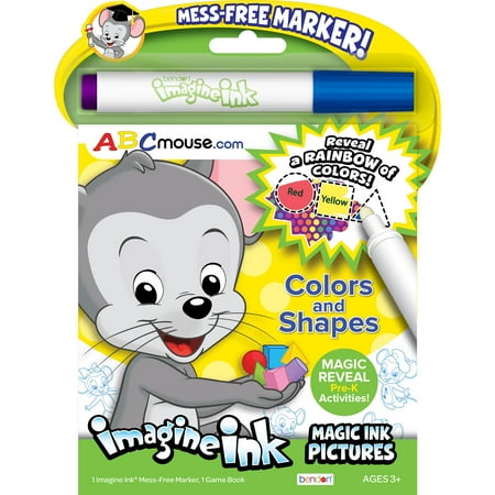 ABCMouse Imagine Ink 16 Page Coloring and Shapes Educational Workbook, with Mess Free Marker