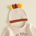 thumbnail image 6 of Cjfdfy Newborn Baby Boy Girl Thanksgiving Turkey Outfit My First Thanksgiving Embroidered Long Sleeve Romper And Stripe Waffle Pants Hat Infant Cute Thanksgiving Holiday Fall Winter Outfit, 6 of 9