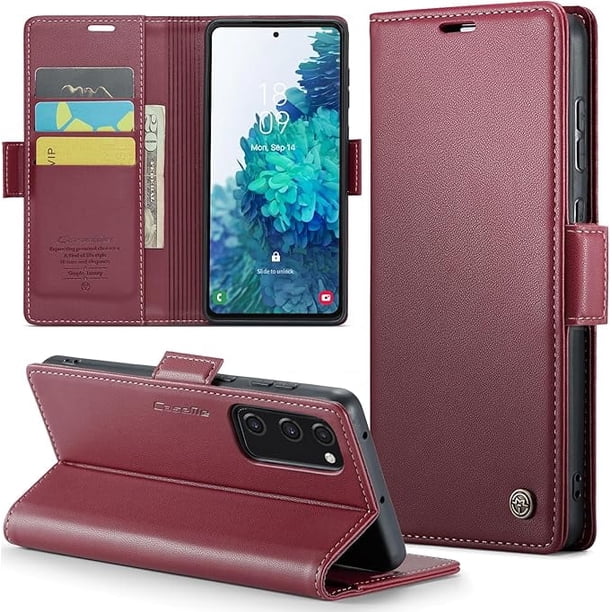 Funda tipo cartera para Samsung Galaxy S20 FE 5G con bloqueo RFID, tarjetero, soporte magnético, funda protectora de piel con tapa para Samsung Galaxy S20 FE 5G de 6,5 pulgadas