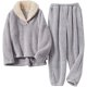 thumbnail image 2 of Pijamas de lana para mujer, suave y cómodo y esponjoso Conjunto de pijama, Jersey y pantalones, ropa de dormir holgada de felpa cálida para invierno, 2 of 4