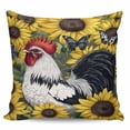 thumbnail image 2 of Yellow Sunflower Rooster Decorative Pillowcase 26''x26'', Farmhouse Vintage Rooster Throw Pillow Covers Soft Cushion Case for Couch Sofa Bedroom Living Room, Pillowcase Boho Decor, 2 of 8