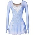 thumbnail image 2 of LIUHUO Custom Light Blue Spandex Ice Skating Dresses for Women & Girls - High Elasticity Long Sleeves, Back Bow Decoration, 2 of 6