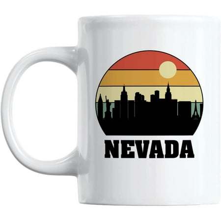 

Vintage Nevada State Skyline Outline White Ceramic Coffee & Tea Mug (11oz)