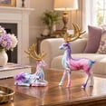 thumbnail image 4 of Clearance! 2PCS Reindeer Christmas Decor, Floral Watercolor Deer Figurines with Golden Antlers, Standing and Reclining Deer Christmas Tabletop Decorations for Home, Mantel and Shelf, 4 of 6
