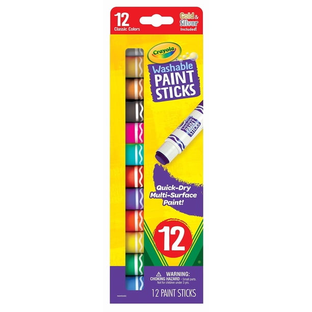 Set de pintura Crayola Quick Dry Paint Sticks, lavables para niños, 12 unidades