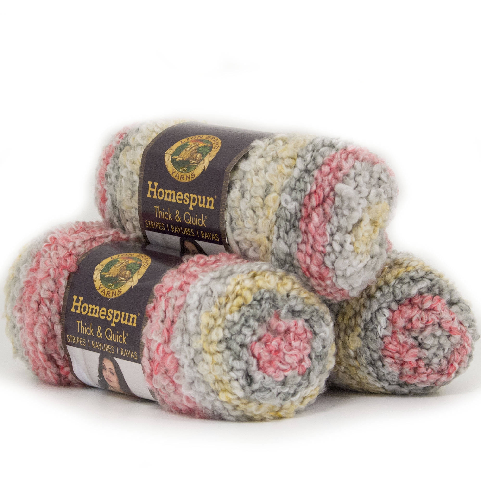 Lion Brand Yarn Homespun Thick and Quick Acrylic Fashion Yarn, 3 Pack