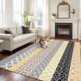 thumbnail image 3 of 5x7 Washable Area Rug, Geometric Bohemia Non-Slip Large Rectangle Rug for Living Room Bedroom, Stripes Brown Yellow and Black Indoor Floor Mat for Home Decor, 3 of 9