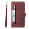 thumbnail image 4 of SaniMore for Samsung Galaxy A35 6.5" 2023 Case, Prumium Leather Zipper Wallet Card Slots Cash Pocket Flip Kickstand Lanyard Anti-drop Shcokproof Full Body Wrap Business Cover, Winered, 4 of 12