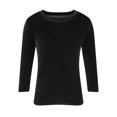 thumbnail image 4 of VINUSLI Velour Tops for Women Long Sleeve Plus Size Soft Warm 3/4 Sleeve Crewneck Solid Pullover Tunic Shirts Black,XXXXL, 4 of 5