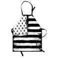 thumbnail image 1 of Americana Apron, Sketchy Grunge American Flag in Monochrome Style Stars and Stripes, Unisex Kitchen Bib with Adjustable Neck for Cooking Gardening, Adult Size, Charcoal Grey and White, by Ambesonne, 1 of 4