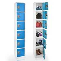 AdirOffice Large School Locker with 6 Doors 6 Hooks Storage Locker for Garage Storage - Office Storage Lockers (6 Door, Blue)