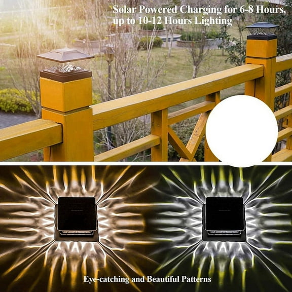 2 x Solar Post Cap Lights Outdoor-Black