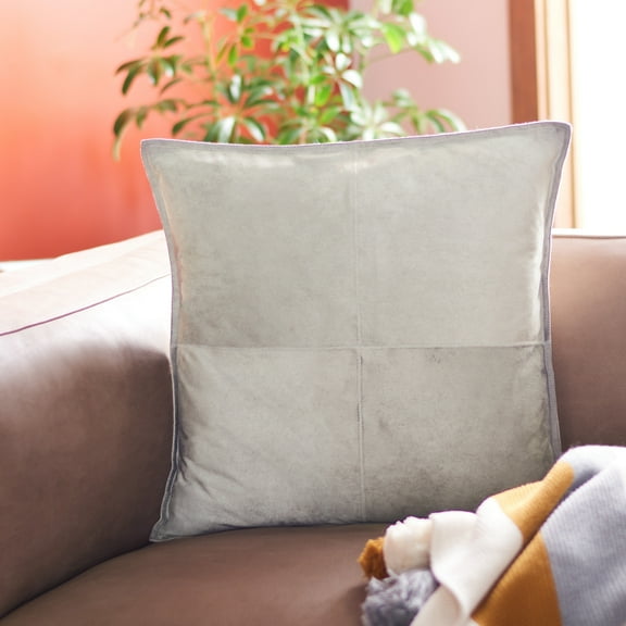 SAFAVIEH Karya Solid Pillow, 18" x 18", Grey