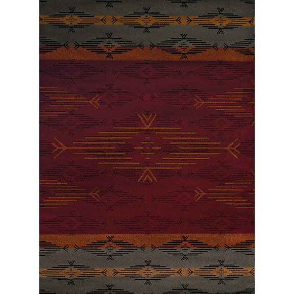 Designer Home Regal Area Rug 750-06030 Native Skye Red Banded Lines 1' 11" x 7' 2" Rectangle