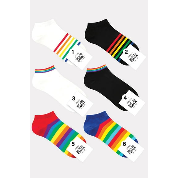 Women's Ankle Rainbow Socks - 6 Pair Set