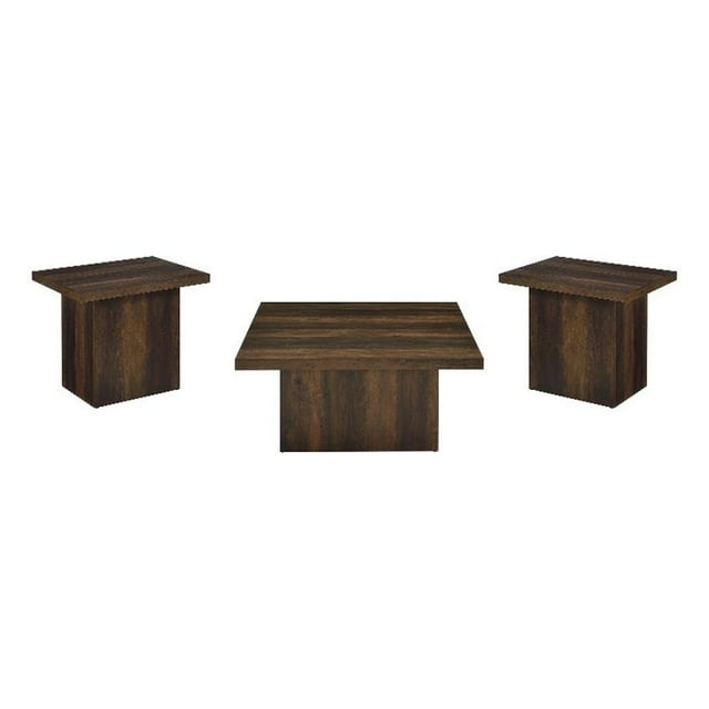 Coaster Devar 3-piece Square Engineered Wood Coffee Table Set in Dark Pine