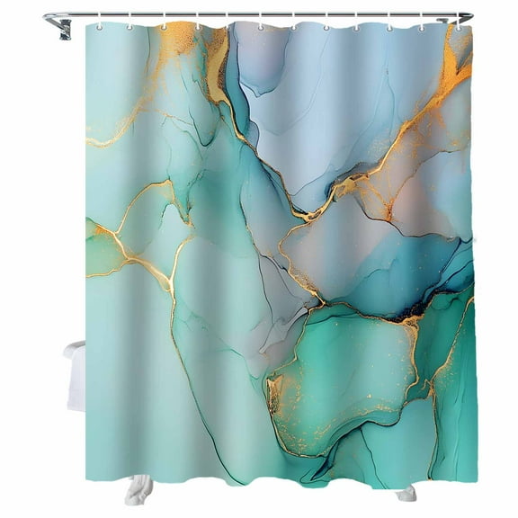 Shower Curtains Aqua Cyan Marble Bath Curtain Abstract Art Waterproof Bathroom Shower Curtain Set with Hooks Decoration 36 x 72 Inches
