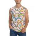 thumbnail image 3 of Uemuo Rainbow Flowers Pattern Men's Sleeveless T-Shirt,Muscle Athletic Tank Top, Moisture-wicking Quick-dry Breathable Classic Tee Top for Gym Run Outdoor Sports-3X-Large, 3 of 8