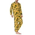 thumbnail image 2 of Honeii Bees and Sunflowers Pattern Mens Pajamas Set,2pcs Men's Lounge Long Sleeve Sleep Shirt and Pajama Bottoms Sleepwear Set,Mens Pjs Sets-XX-Large, 2 of 7
