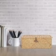 thumbnail image 2 of Natural Seagrass Woven Box Rectangular Storage Bins with Lid Seagrass Basket Desktop Hand Woven Box for Home Office Shelf Organizer[S], 2 of 9
