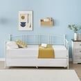 thumbnail image 3 of Twin Metal Daybed with Trundle, Pullout Trundle Bed Frame with Arched Headboard, Guest Sofa Bed with Steel Slat Support, No Box Spring Required, Easy Assembly, White, 3 of 7