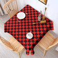 thumbnail image 2 of Red and Black Checkered Pattern Square Tablecloth,Waterproof Square Table Cover,Wipeable Spillproof Washable Table Cover for Home Kitchen Party Decor 42"X42"(107x107cm), 2 of 6