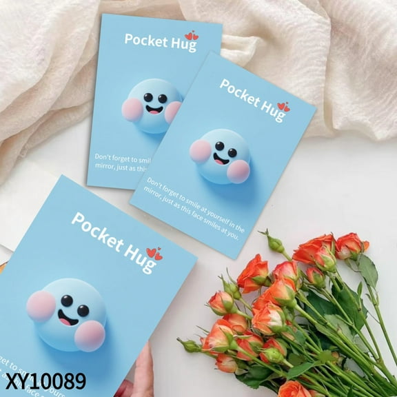 Blue Pocket Hug Smile Ball - A Tiny Cheerful Companion for Daily Warmth,Pocket Hug Sweet, Positive Daily Reminder, Encouraging Gift for Family and Friends, Perfect for Christmas, Easter,  Thanksiving