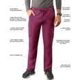 thumbnail image 3 of Adar Addition Scrubs for Men - Slim Leg Cargo Drawstring Scrub Pants - A6106 - Wine - XL, 3 of 8