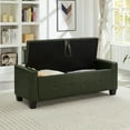 thumbnail image 2 of 48" Storage Ottoman Bench, Upholstered Faux Leather Entryway Bench with Seating, Tufted Large End of Bed Ottomans for Living Room, Bedroom, Holds up to 300 lb, Dark Green, 2 of 9