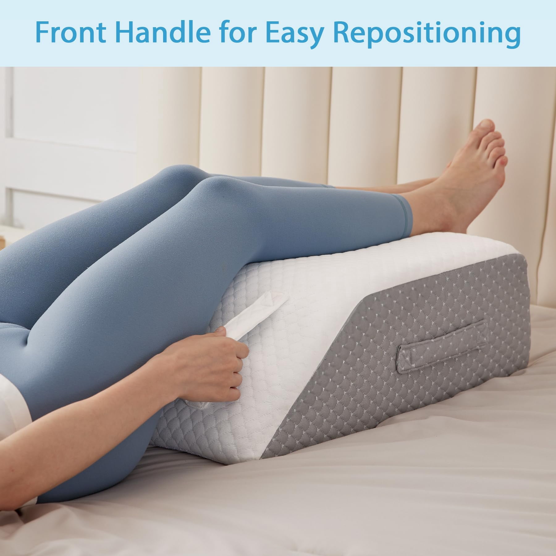 Leg Pillow Elevation  Wedge For Elevating After Memory Foam Foot Sleeping 23.6*16.8*8 Inch White/grey