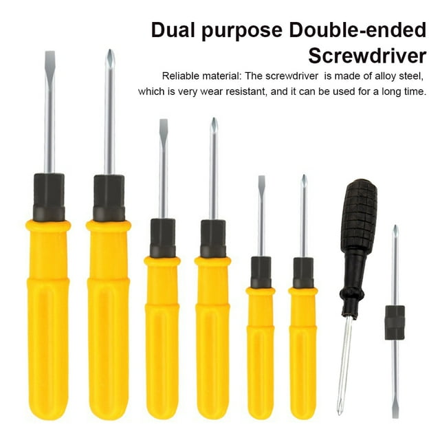 stanreset Screwdriver Multi-purpose Double Head Hand Repair Tool Alloy with Plastic Handle Portable Industrial Woodworking Carpentry Black